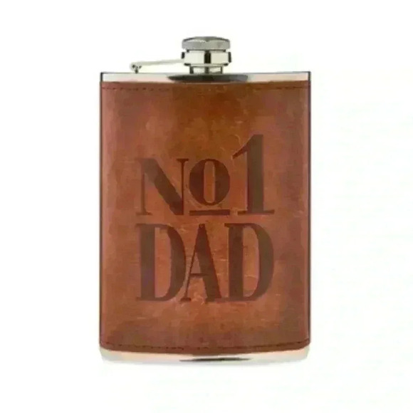NEW! NO 1 DAD! Stainless Steel Drinking Flask,GIFT, 8oz - Picture 1 of 2